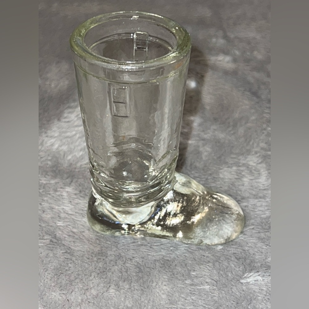 Vintage Western Riding Boot Clear Shot Glass Heavy Solid Toe